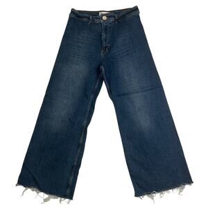 Zara The Marine Straight Women's Blue Jeans Size 12 Wide Leg High Rise
